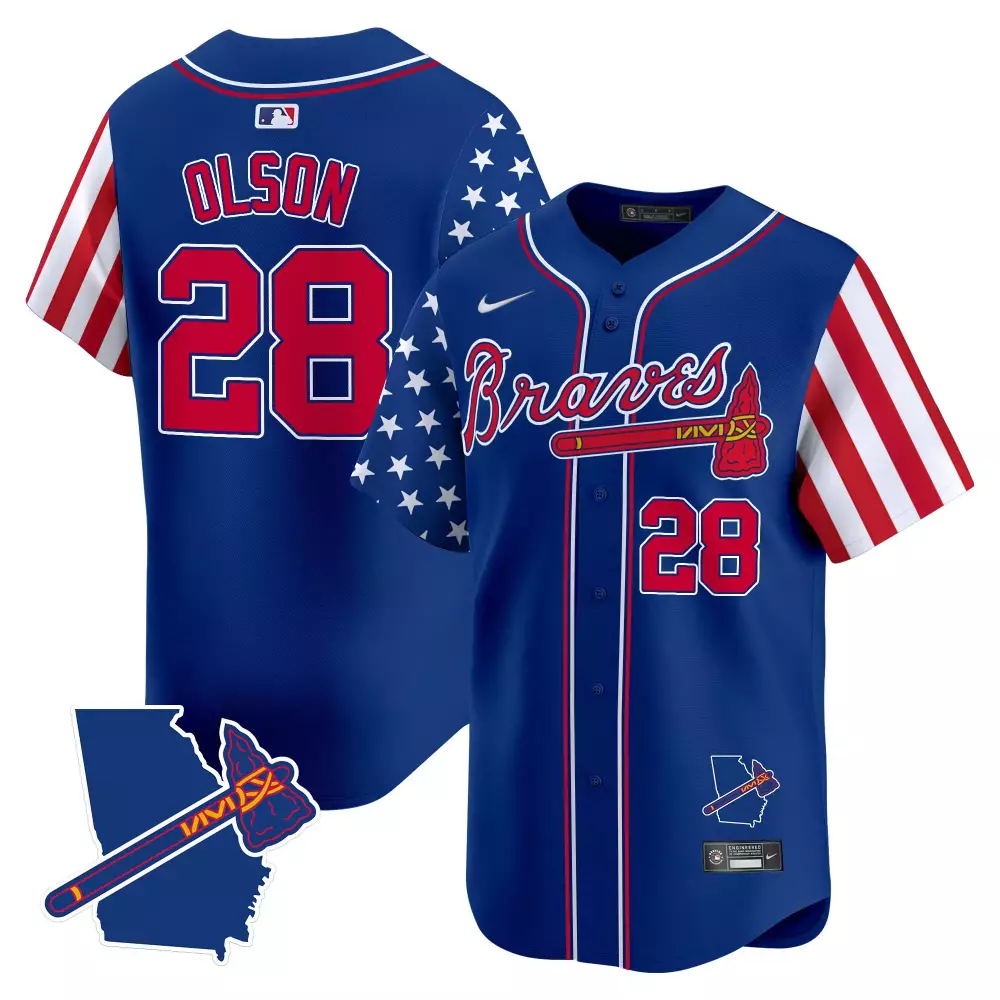matt olson royal mens atlanta braves 2024 fourth of july vapor premier limited jersey v2 all stitched