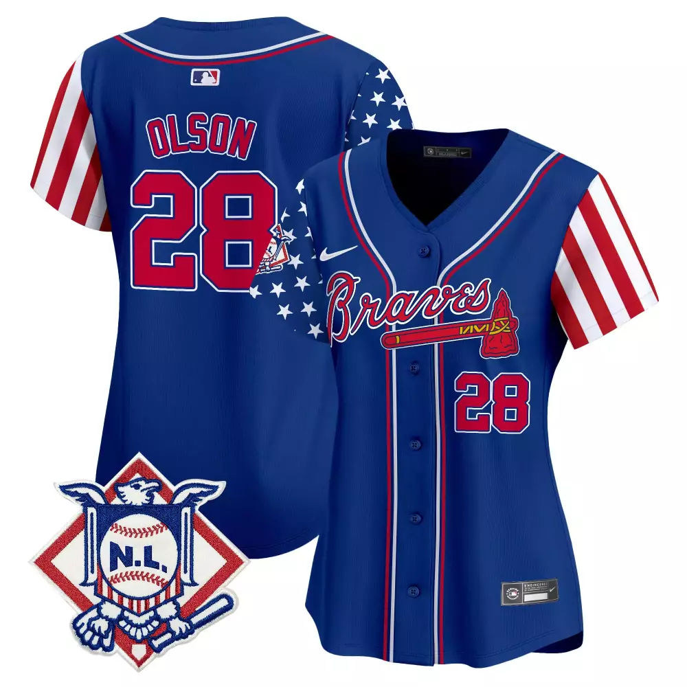 matt olson royal mens atlanta braves 2024 fourth of july vapor premier limited jersey v2 all stitched