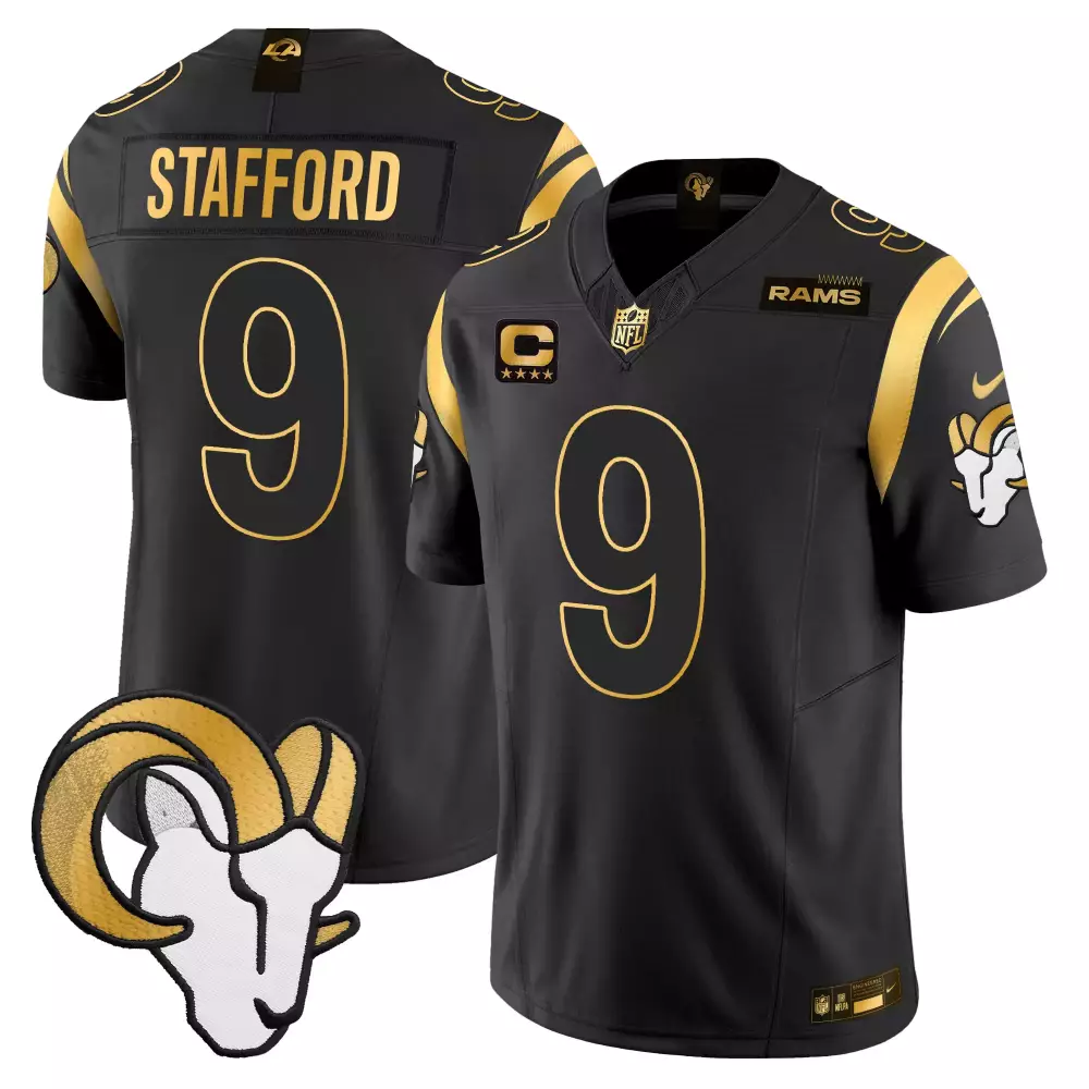 matthew stafford black alternate womens los angeles rams 2024 nfc west division champions vapor limited jersey all stitc