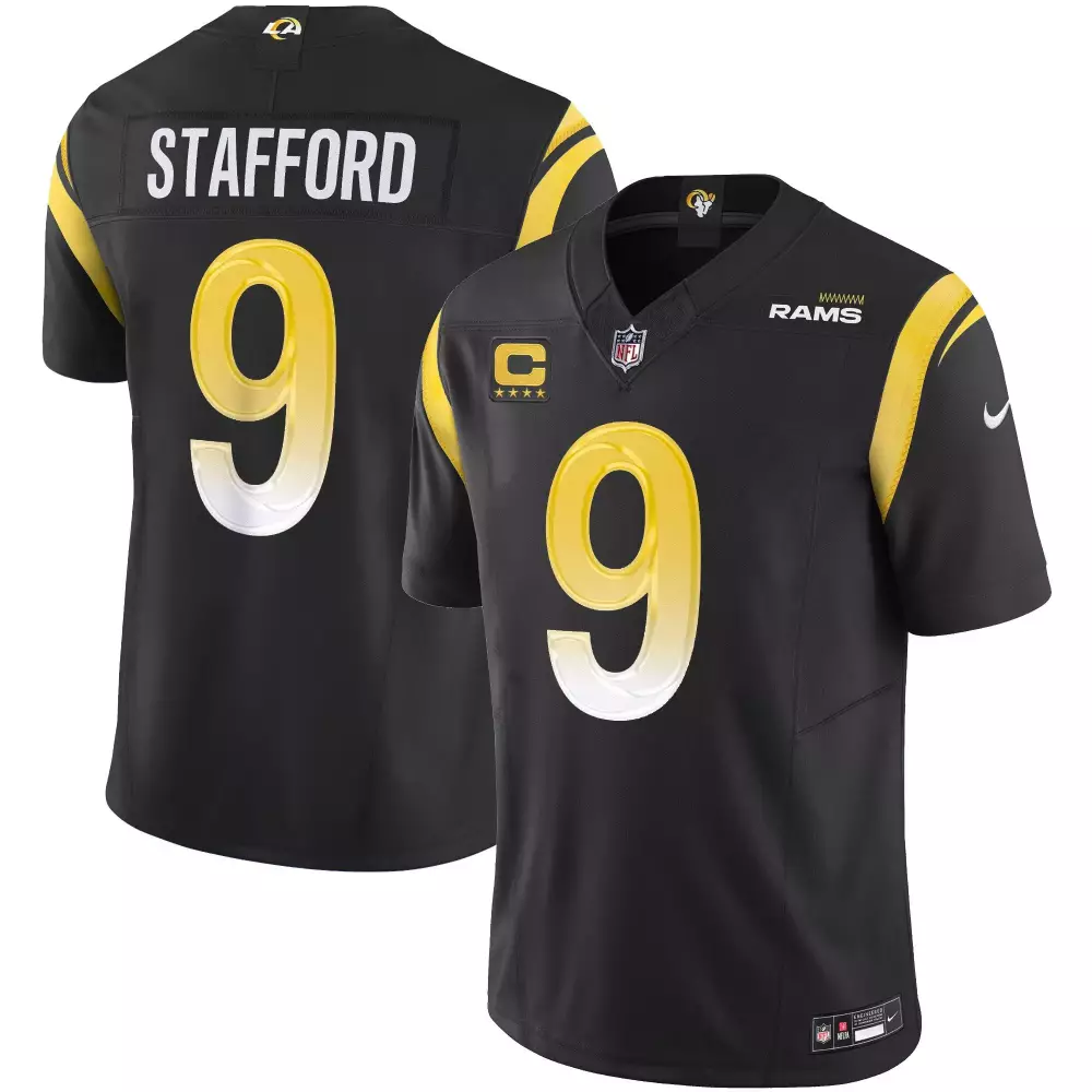matthew stafford black mens los angeles rams vapor limited jersey all stitched