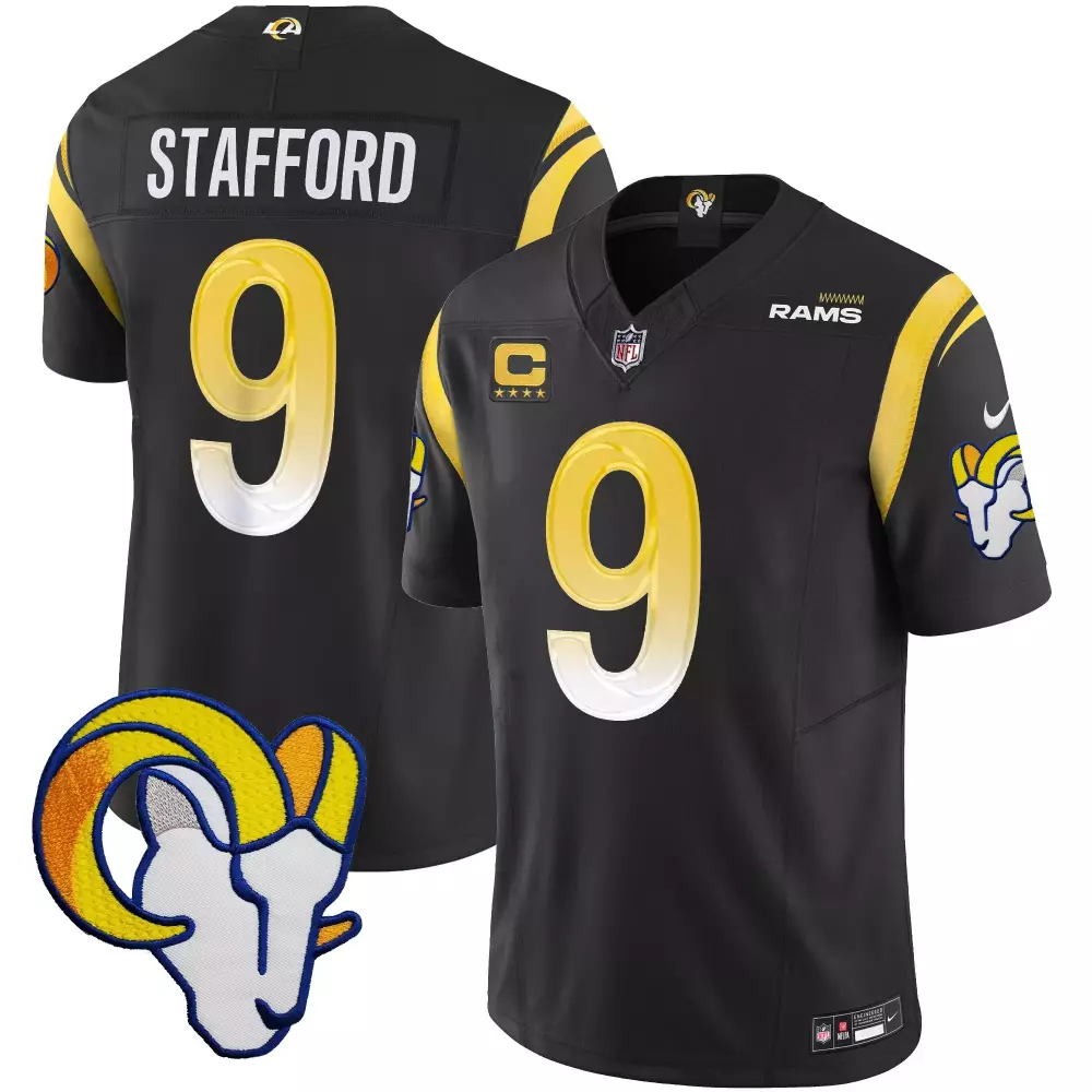 matthew stafford black mens los angeles rams vapor limited jersey all stitched
