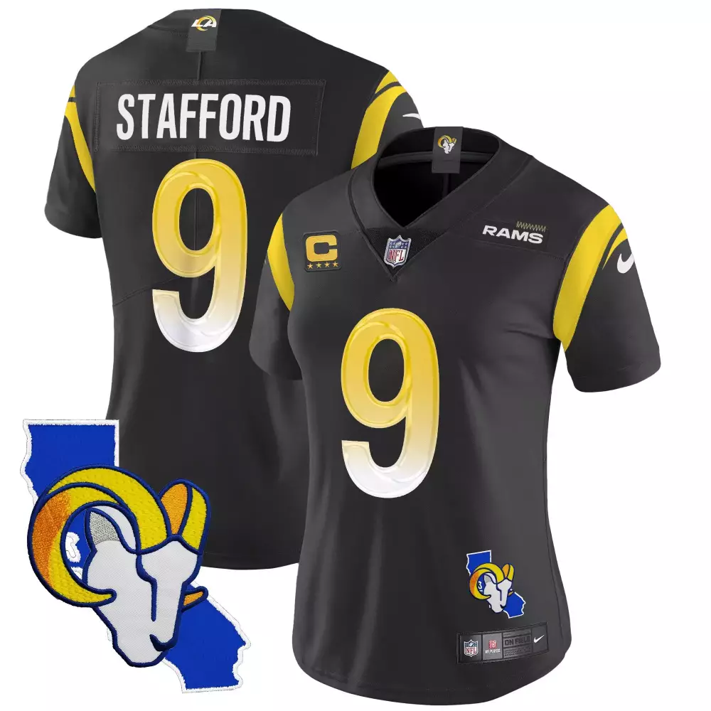 matthew stafford black mens los angeles rams vapor limited jersey all stitched