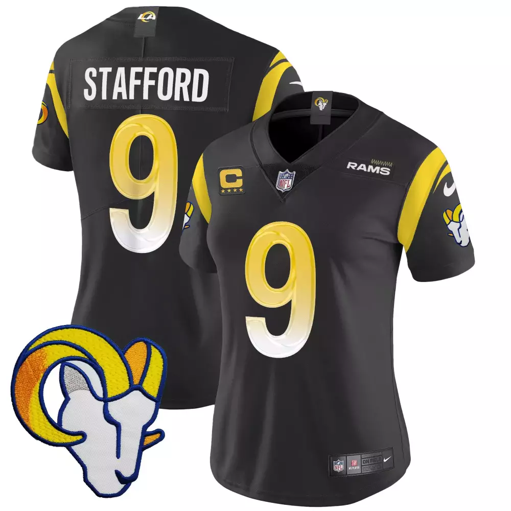 matthew stafford black womens los angeles rams vapor limited jersey v2 all stitched