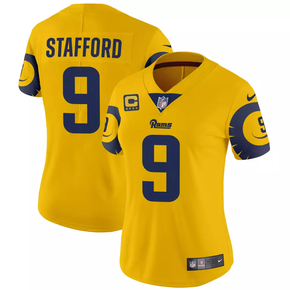 matthew stafford gold womens los angeles rams special vapor limited jersey all stitched