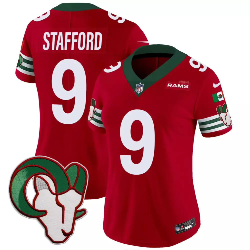 matthew stafford red womens los angeles rams mexico vapor limited jersey all stitched