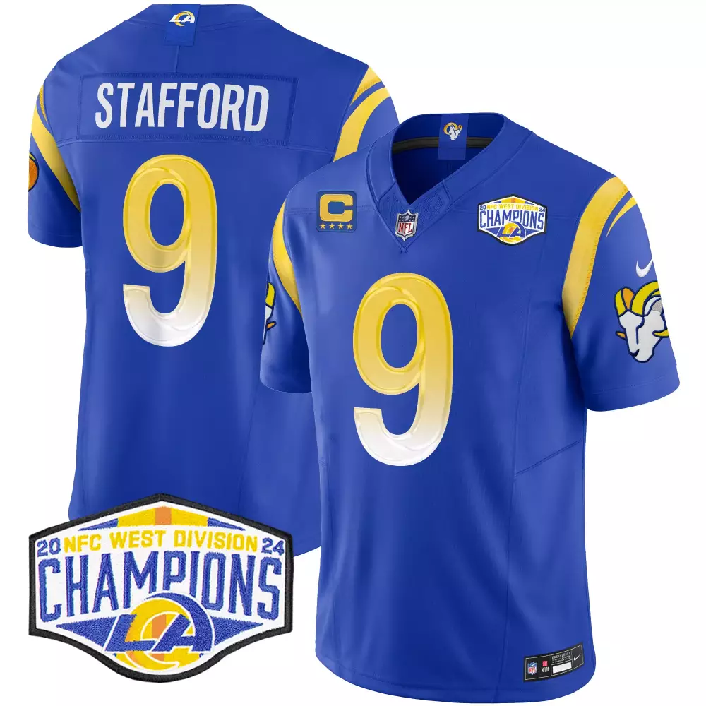 matthew stafford royal alternate womens los angeles rams california patch vapor limited jersey all stitched