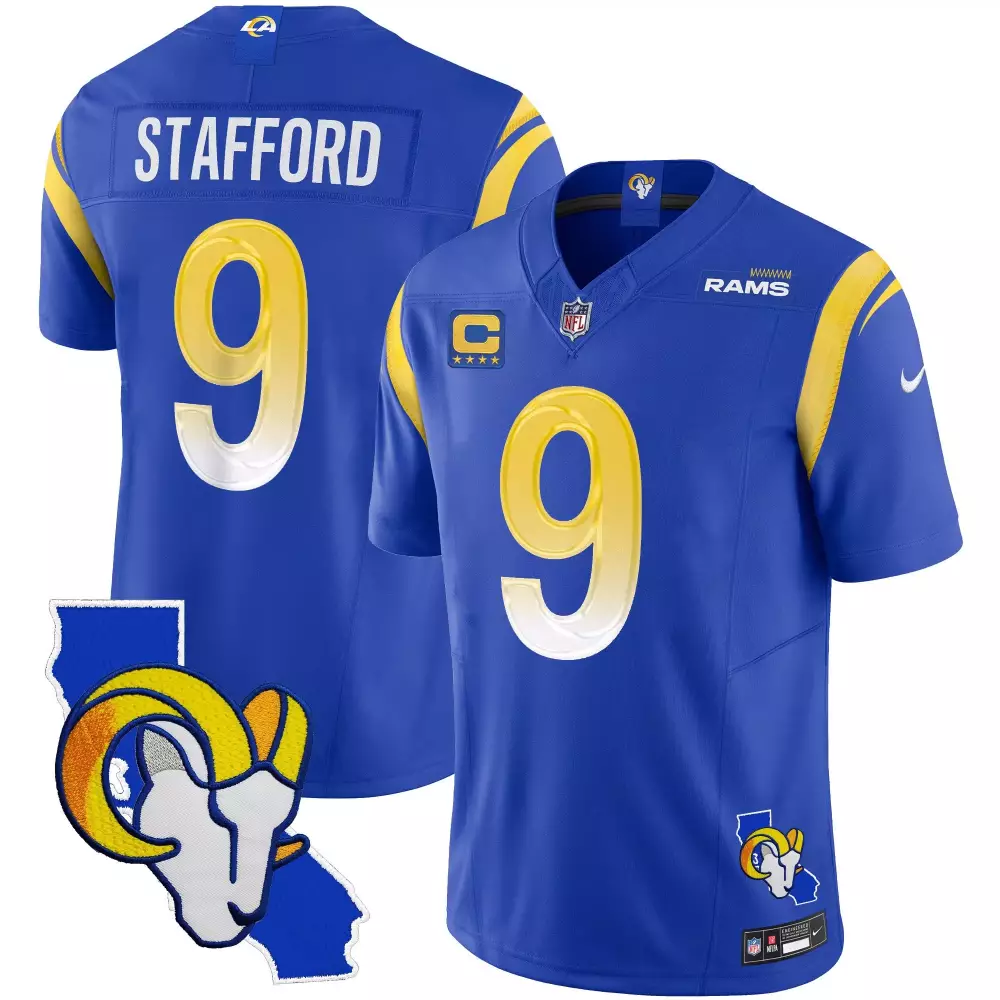 matthew stafford royal alternate womens los angeles rams california patch vapor limited jersey all stitched