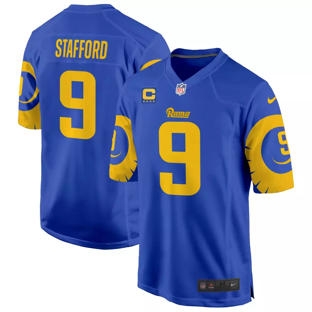 matthew stafford royal alternate womens los angeles rams california patch vapor limited jersey all stitched