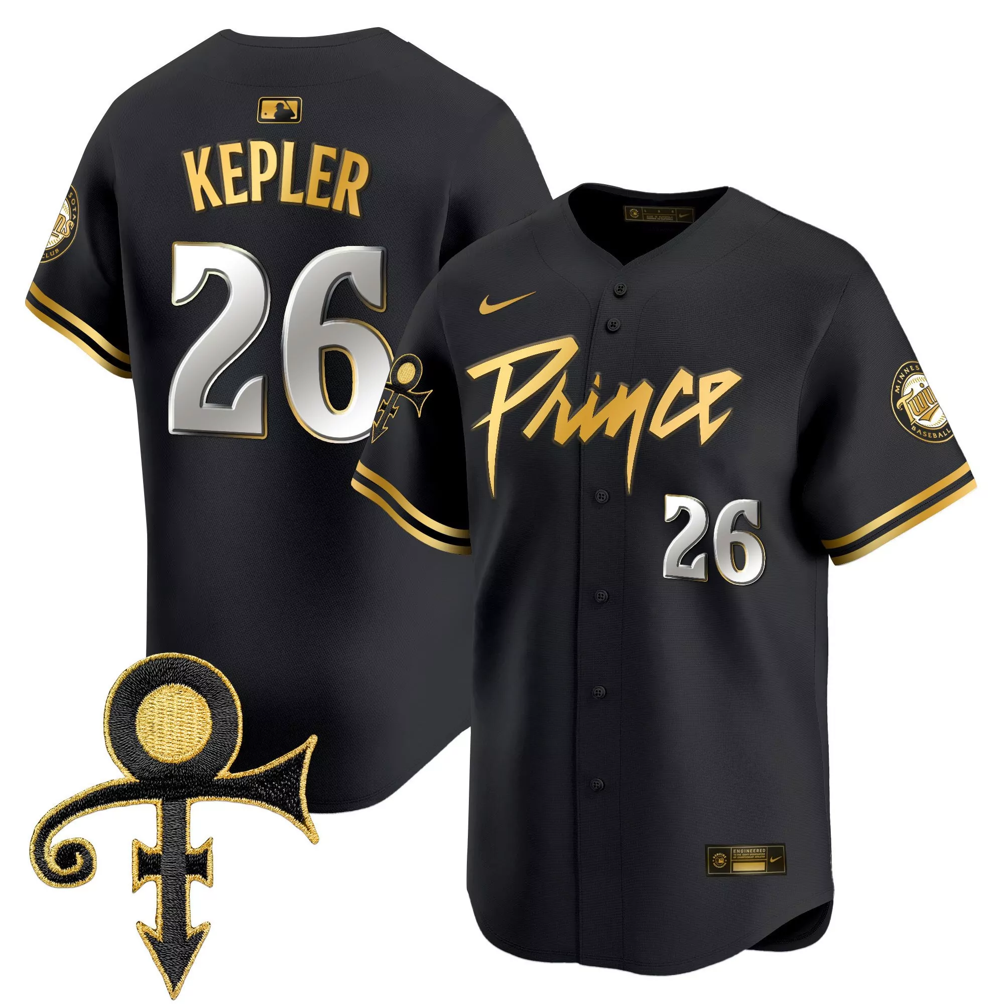 max kepler black gold mens minnesota twins prince patch vapor premier limited jersey v4 all stitched