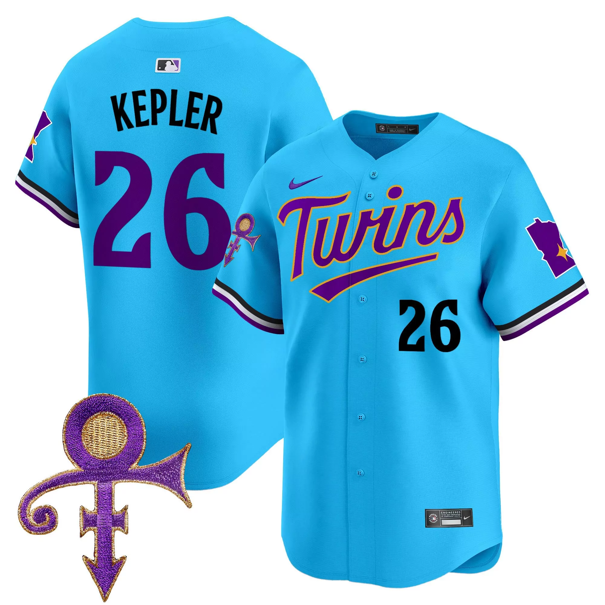 max kepler light blue mens minnesota twins prince patch vapor premier limited jersey v2 all stitched
