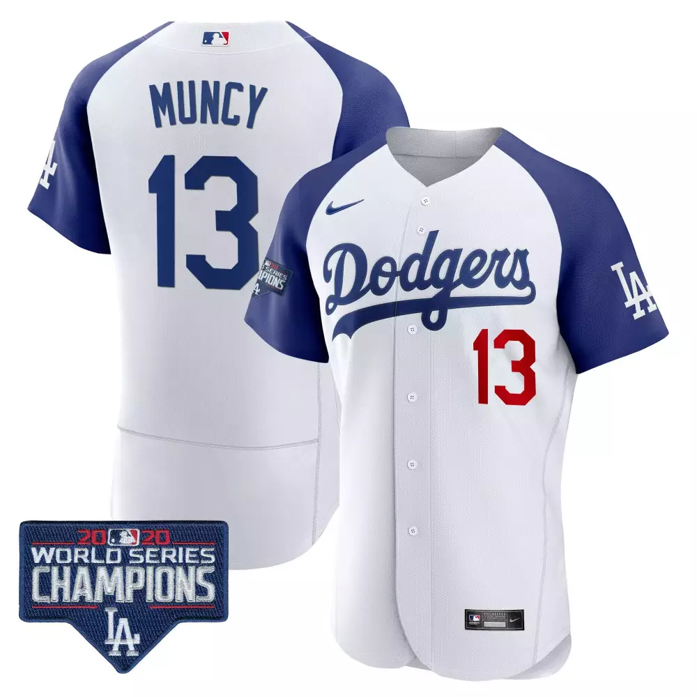 max muncy alternate white mens los angeles dodgers world series champions patch cool base gold trim jersey all stitched
