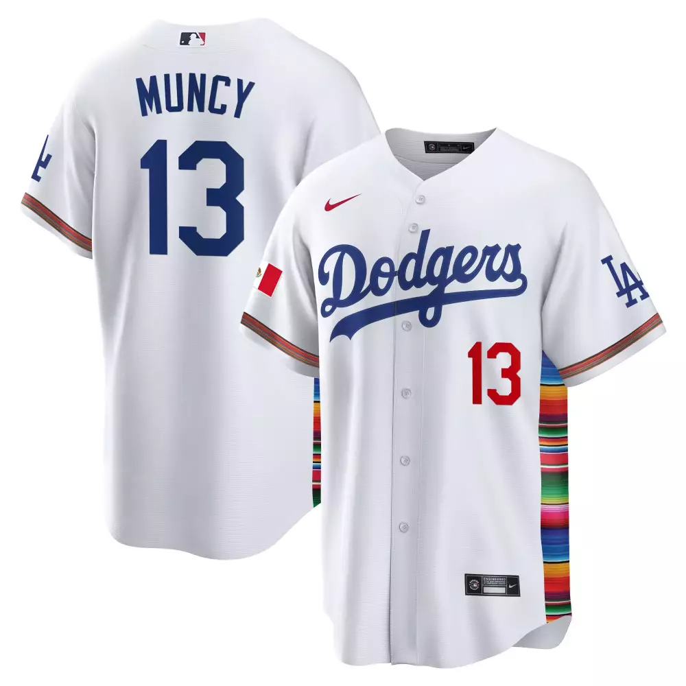 max muncy white mens los angeles dodgers mexico cool base jersey all stitched
