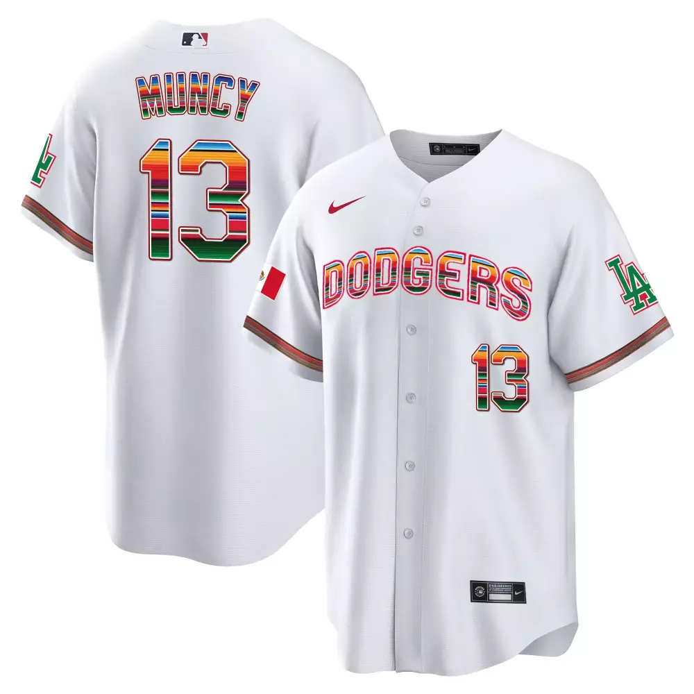 max muncy white mens los angeles dodgers mexico cool base jersey all stitched