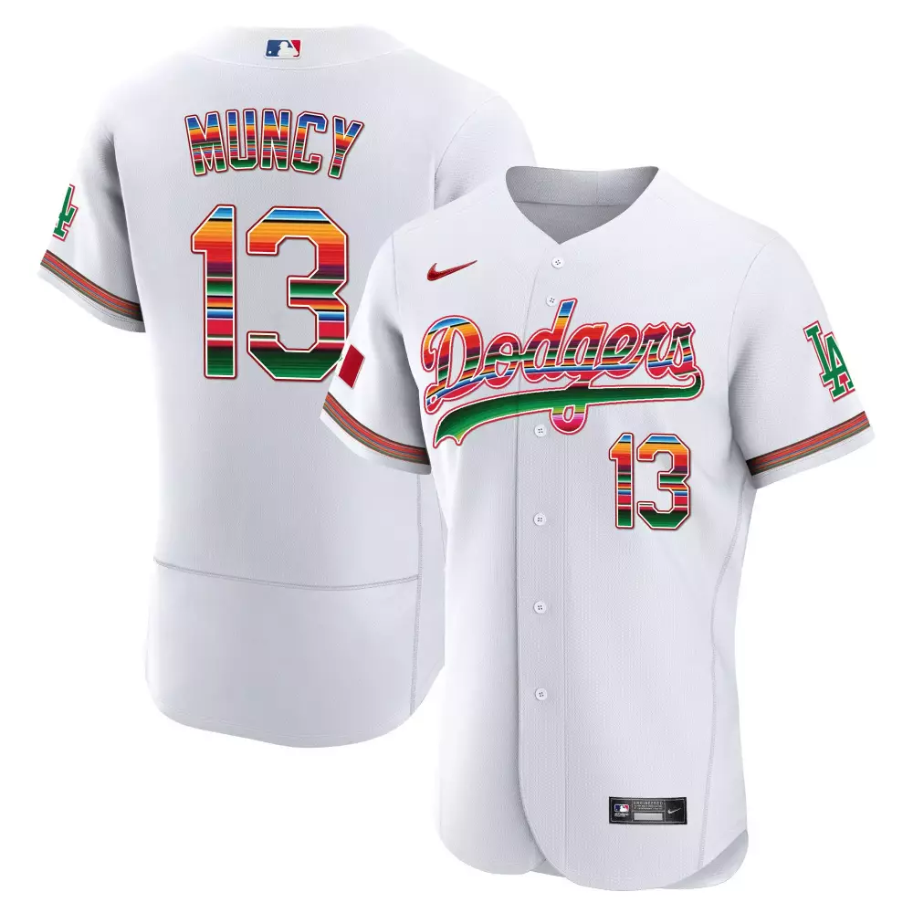 max muncy white mens los angeles dodgers mexico cool base jersey all stitched