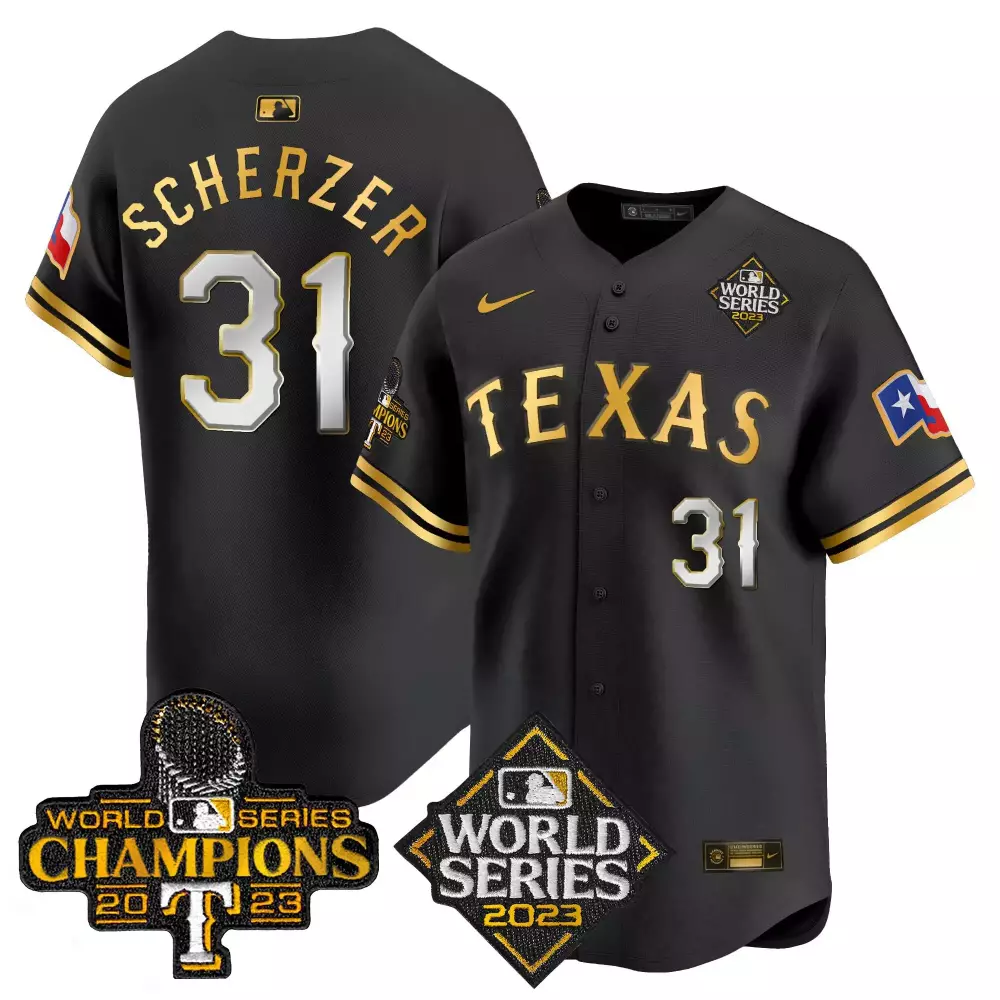 Max Scherzer Texas Rangers World Series Champions Vapor Premier Limited Jersey V2 | White Gold Stitched | Limited Edition Fan Gear | For Men, Women & Youth