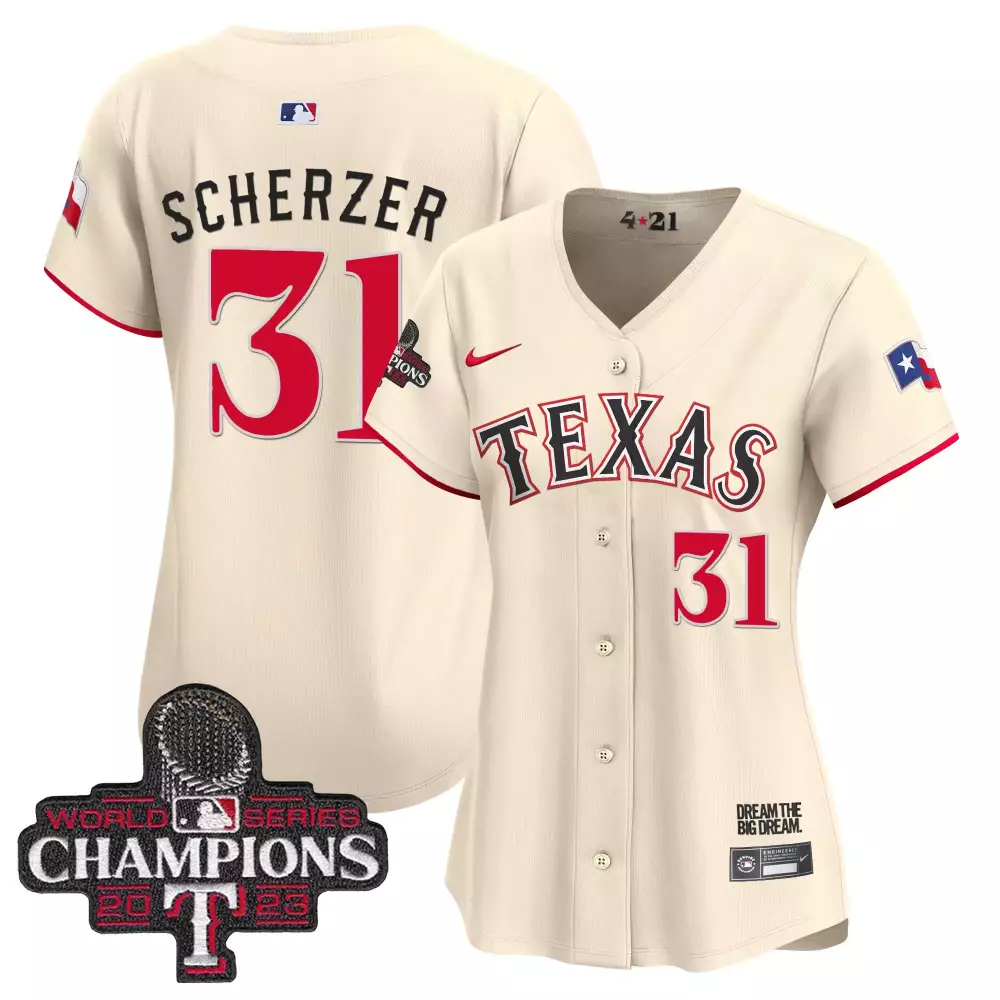 max scherzer cream mens texas rangers 2023 world series champions city connect vapor premier limited jersey all stitched