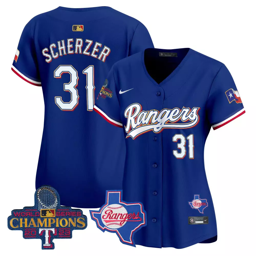 max scherzer royal mens texas rangers 2024 independence day vapor premier limited jersey all stitched
