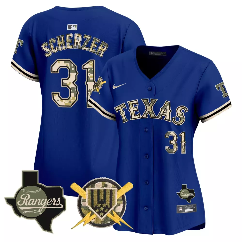 max scherzer royal womens texas rangers armed forces day vapor premier limited jersey all stitched