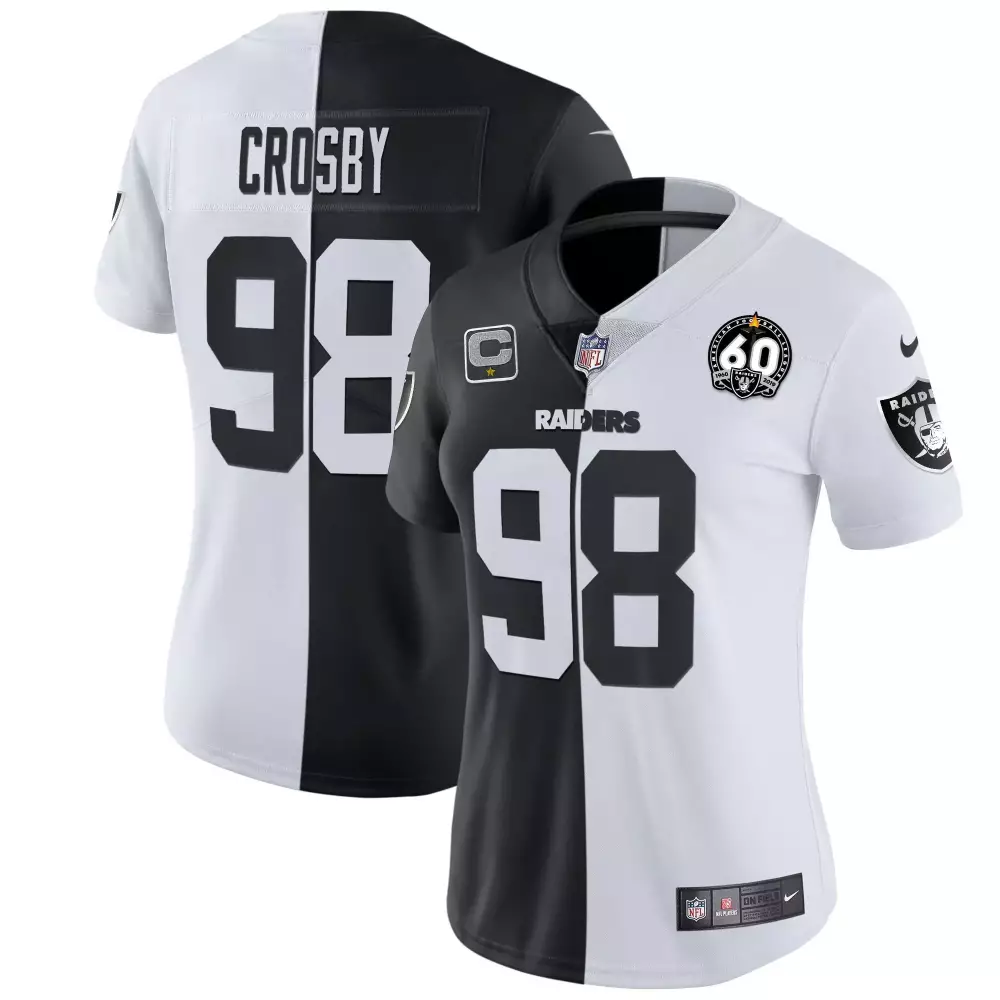 Maxx Crosby Las Vegas Raiders 60th Season Gold Split Jersey | All Stitched | Fan Gear for Every Fan | For Men, Women & Youth