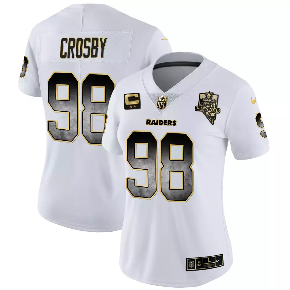 maxx crosby white gold mens las vegas raiders raider4life patch white gold and black gold all stitched