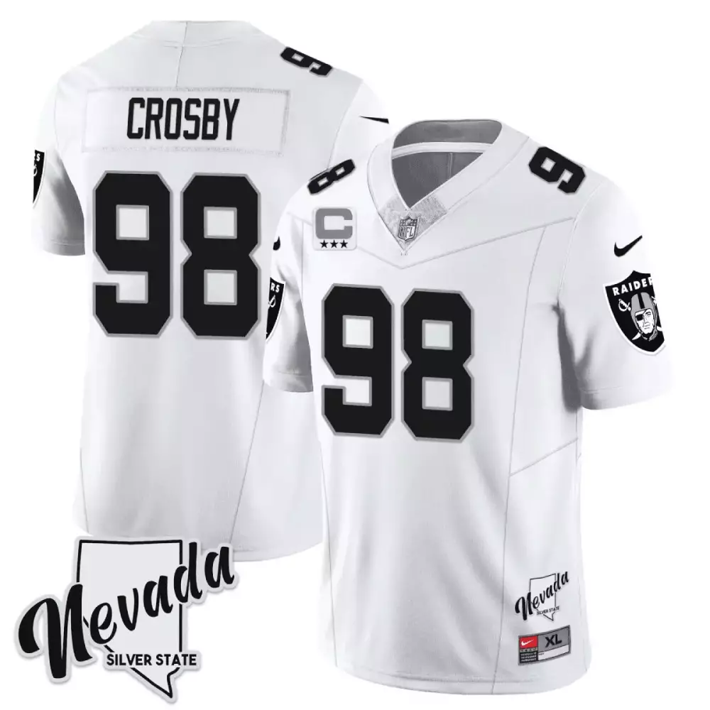 maxx crosby white limited mens las vegas raiders 2024 vapor premier limited jersey 65th anniversary all stitched