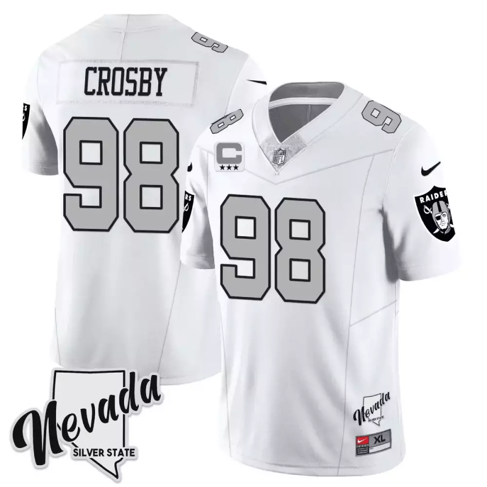 Maxx Crosby Las Vegas Raiders John Madden Honoring Nevada Silver State Patch Vapor Jersey | All Stitched | For Men, Women & Youth