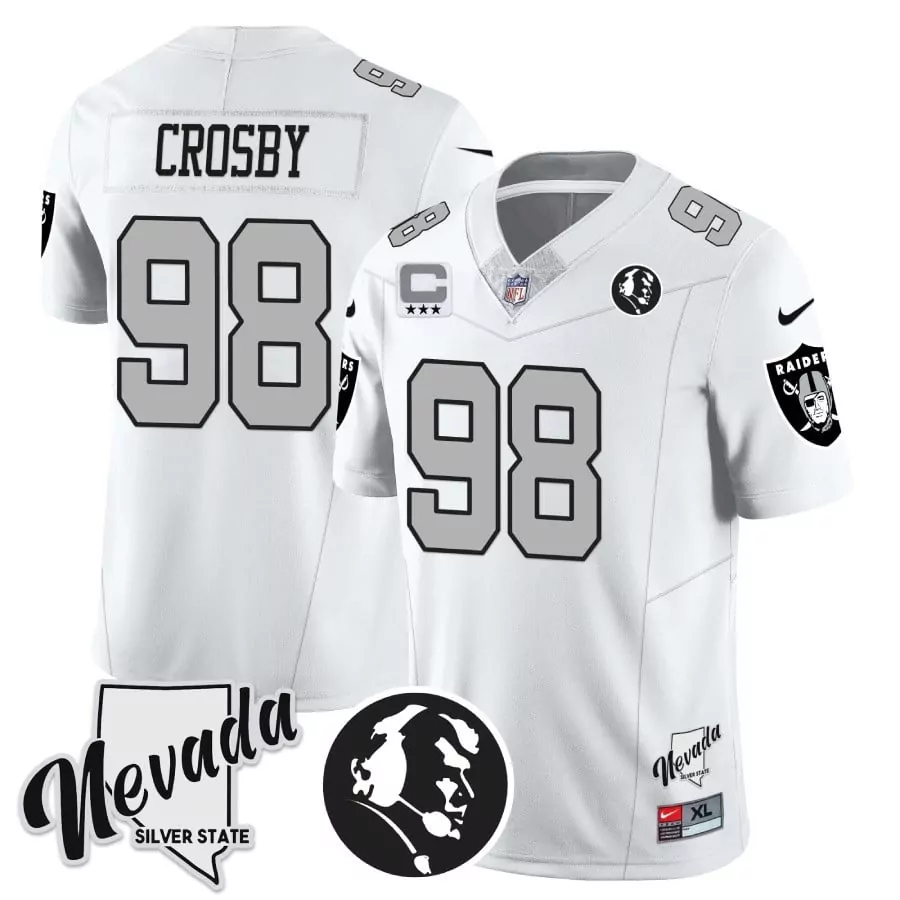Maxx Crosby Las Vegas Raiders Arch Smoke Vapor Jersey | All Stitched | Game Day Outfit | For Men, Women & Youth