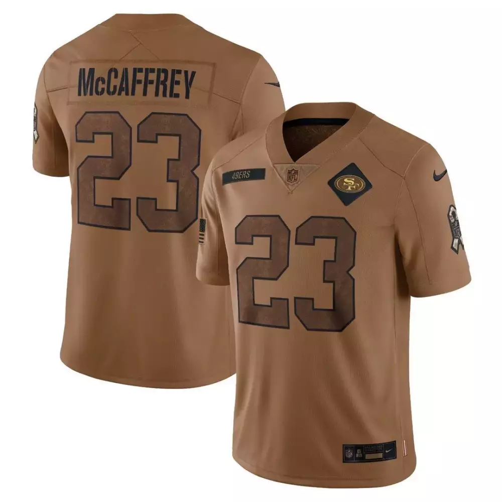 McCaffrey 2023 Salute to Service Limited Edition Jersey | Brown | Fan Gear for Youth
