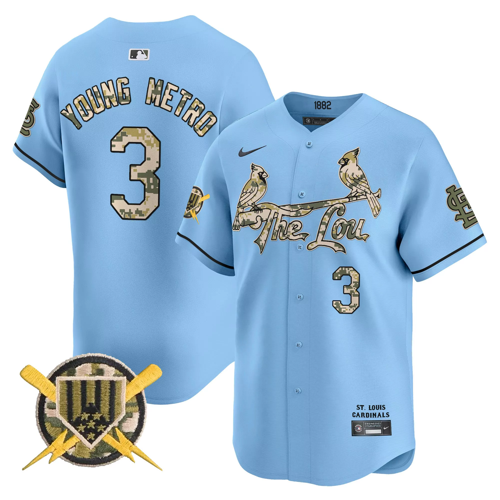 metro boomin light blue mens st louis cardinals armed forces day vapor premier limited jersey all stitched