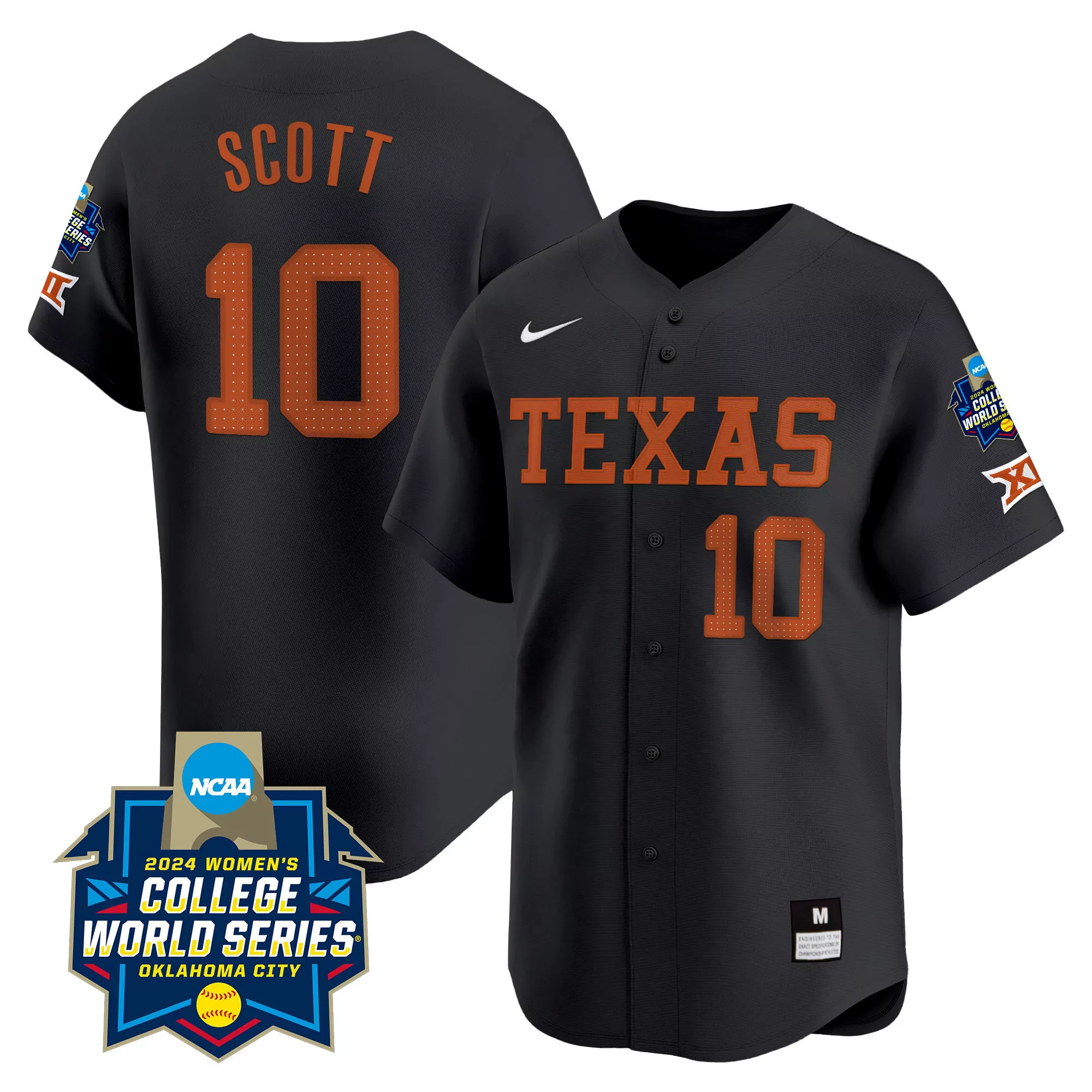 mia scott black mens size texas longhorns womens college world series champions vapor premier limited jersey v2 all stit