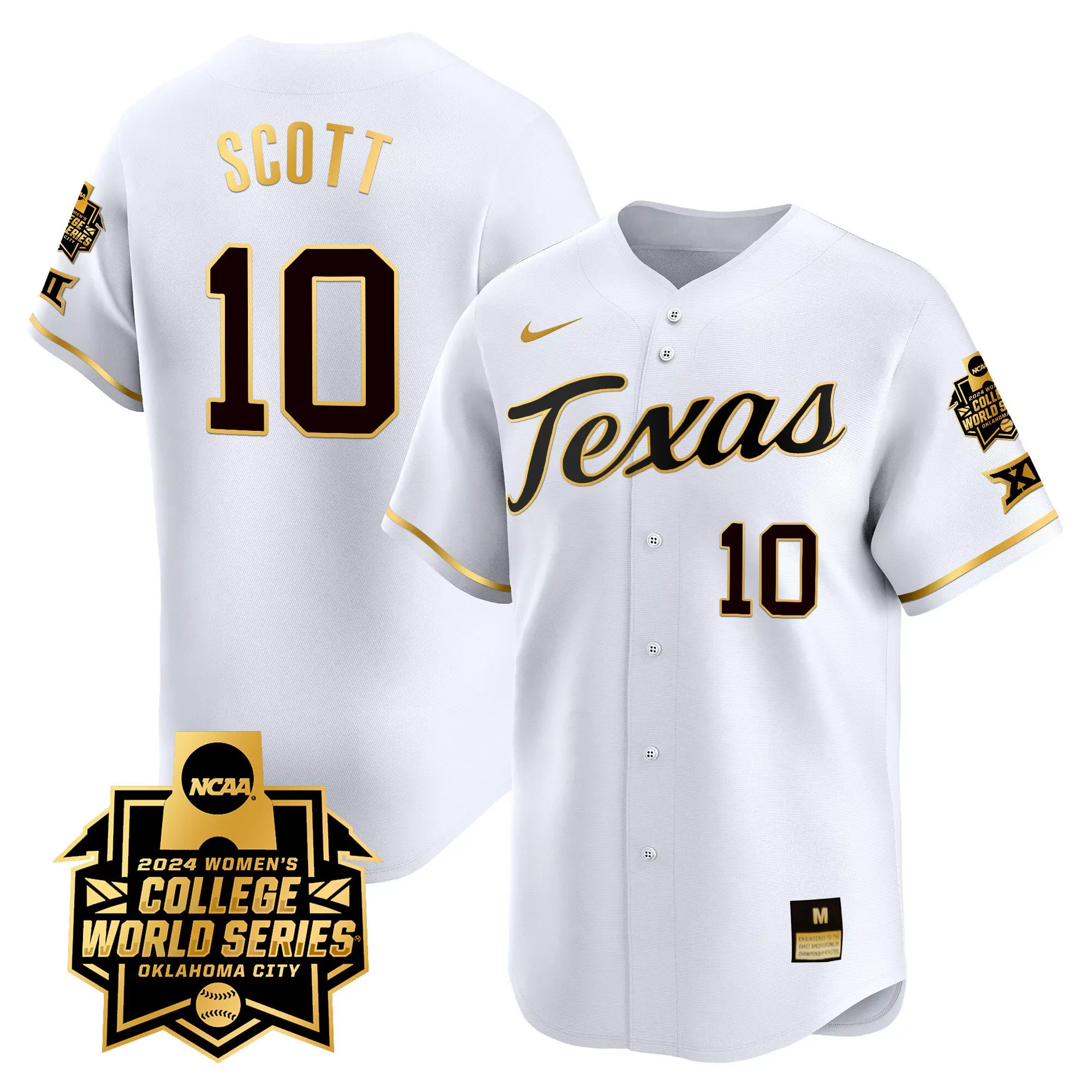 mia scott white gold youths size texas longhorns womens college world series champions vapor premier limited jersey all