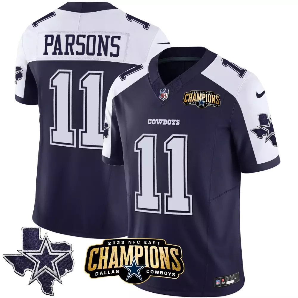 Micah Parsons 2023 Dallas Cowboys Navy Vapor Jersey | NFC East Champions Patch | All Stitched Fan Gear | For Men, Women & Youth