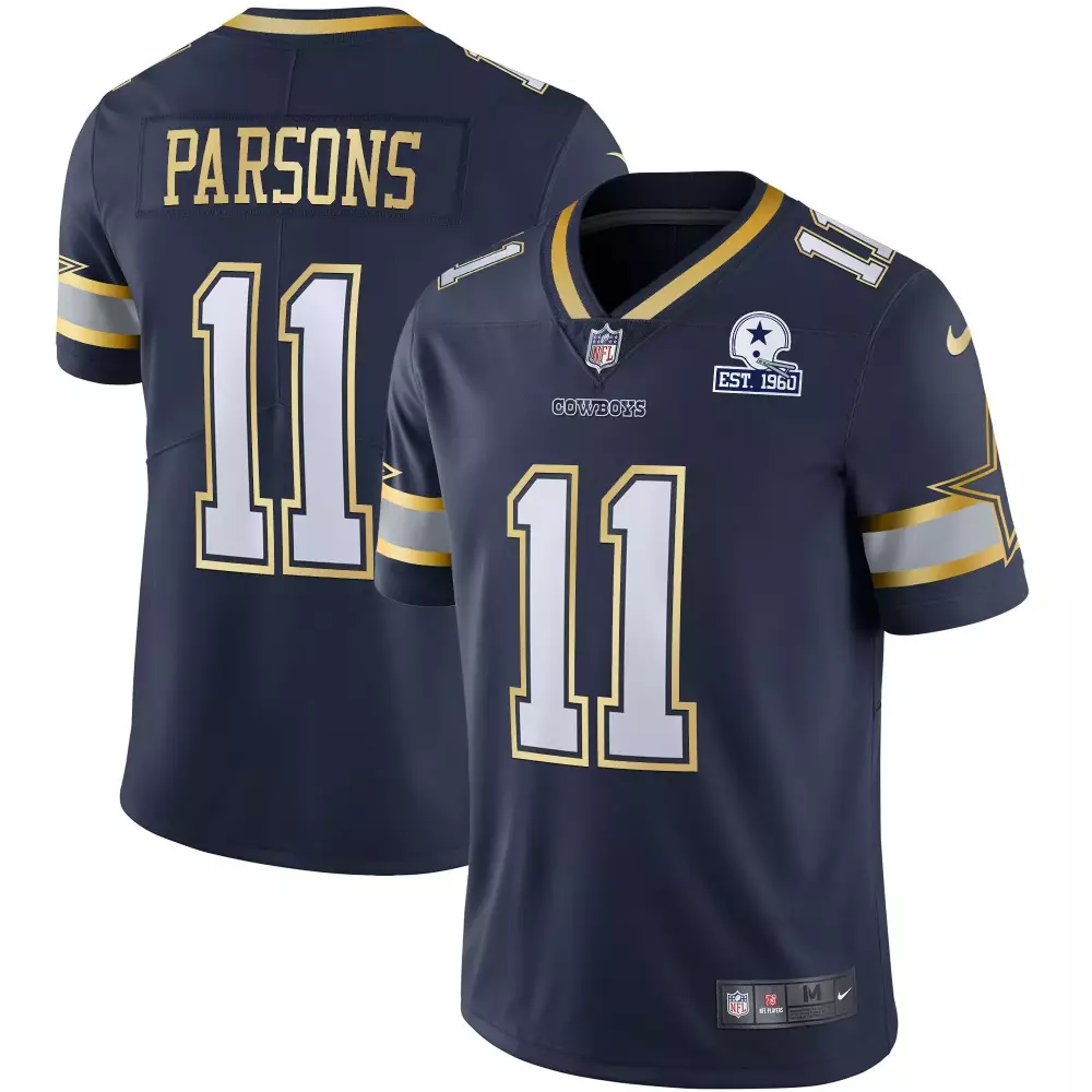 Micah Parsons Dallas Cowboys Navy Gold Vapor Gold Jersey | Stitched Fan Gear for Men, Women & Youth | Ideal for Game Day