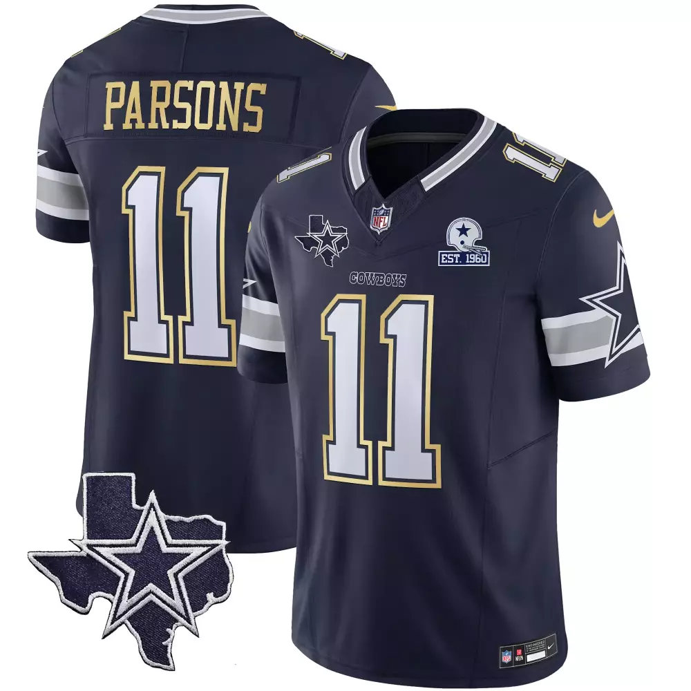 Micah Parsons Dallas Cowboys Navy Gold Vapor Gold Jersey | Stitched Fan Gear for Men, Women & Youth | Ideal for Game Day