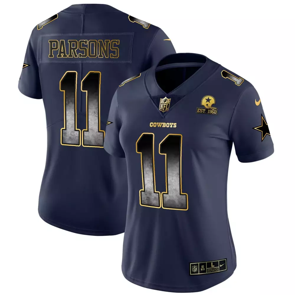 Micah Parsons Dallas Cowboys Navy Women's Arch Smoke Vapor Jersey | Limited Edition All Stitched | Fan Gear for Women & Youth