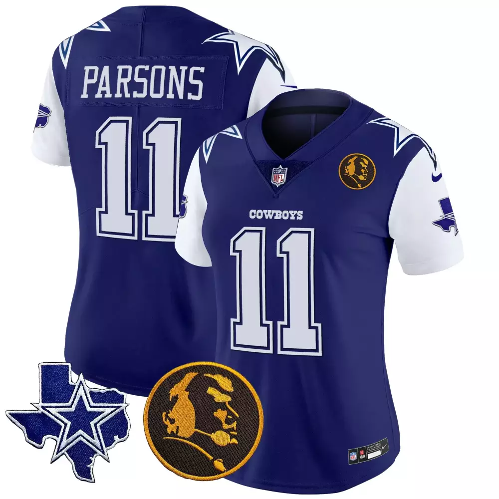 Micah Parsons Dallas Cowboys Royal Women's Texas John Madden Patch Vapor Jersey | Limited Edition All Stitched | Fan Gear for Women & Youth