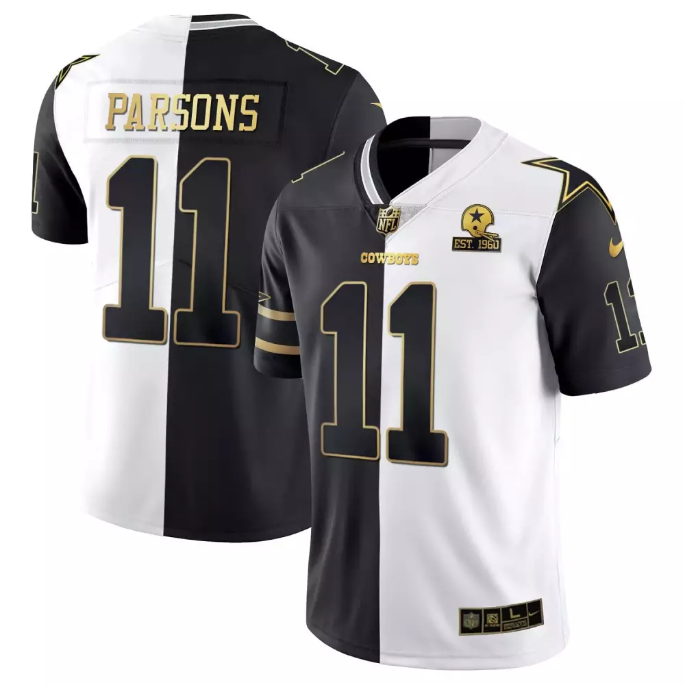 Micah Parsons Dallas Cowboys Gold Split Vapor Jersey | White Gold Stitched Style | For Men, Women & Youth