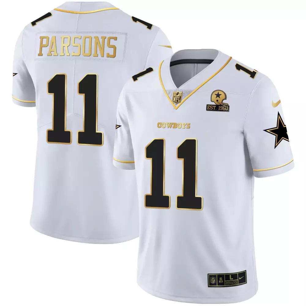 Micah Parsons Dallas Cowboys Gold Split Vapor Jersey | White Gold Stitched Style | For Men, Women & Youth