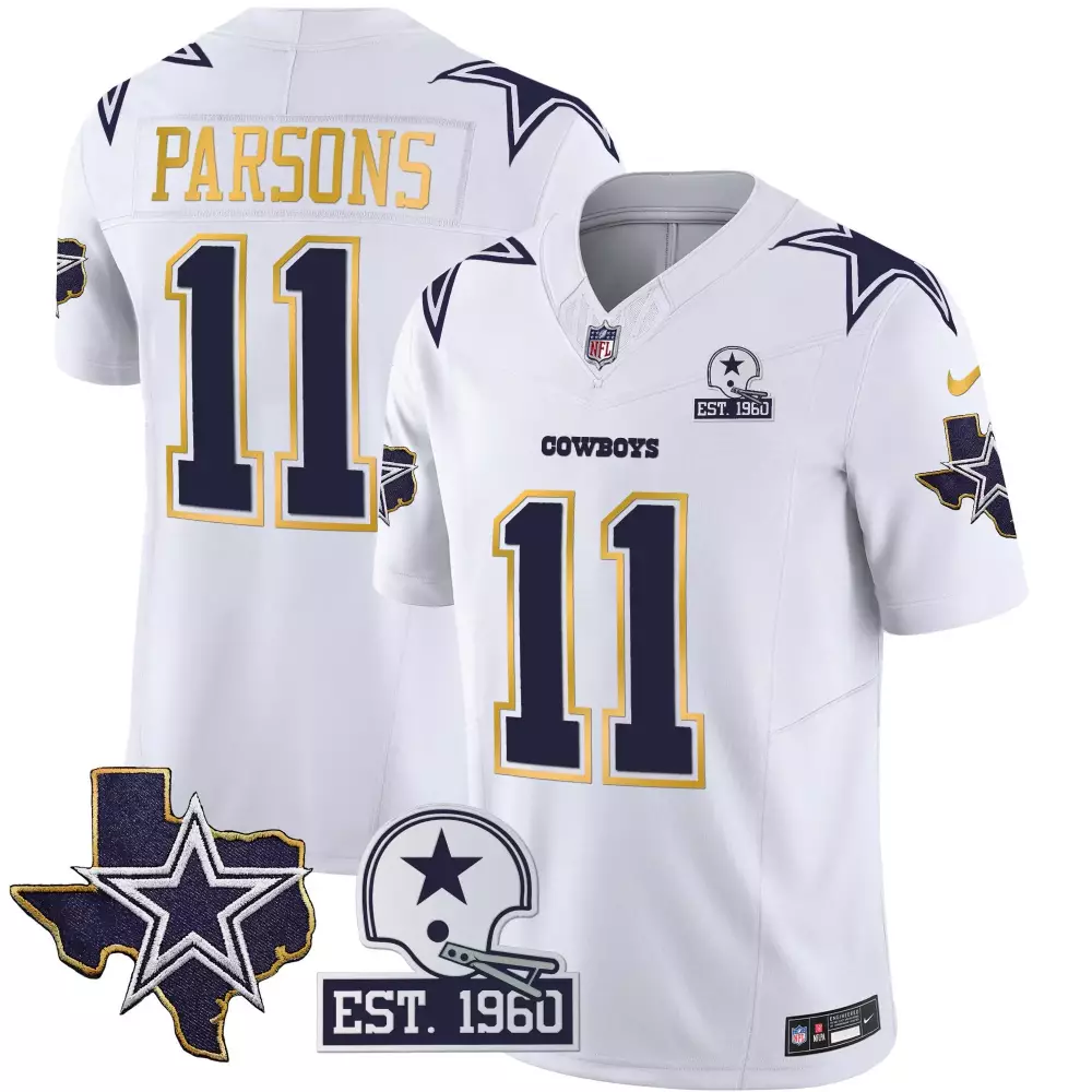 Micah Parsons Dallas Cowboys Texas Patch Gold Trim Vapor Jersey | Stitched Fan Gear | For Men, Women & Youth