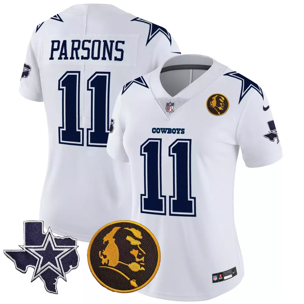 Micah Parsons Texas John Madden Patch White Jersey | Stitched Vapor Fan Gear | For Men, Women & Youth