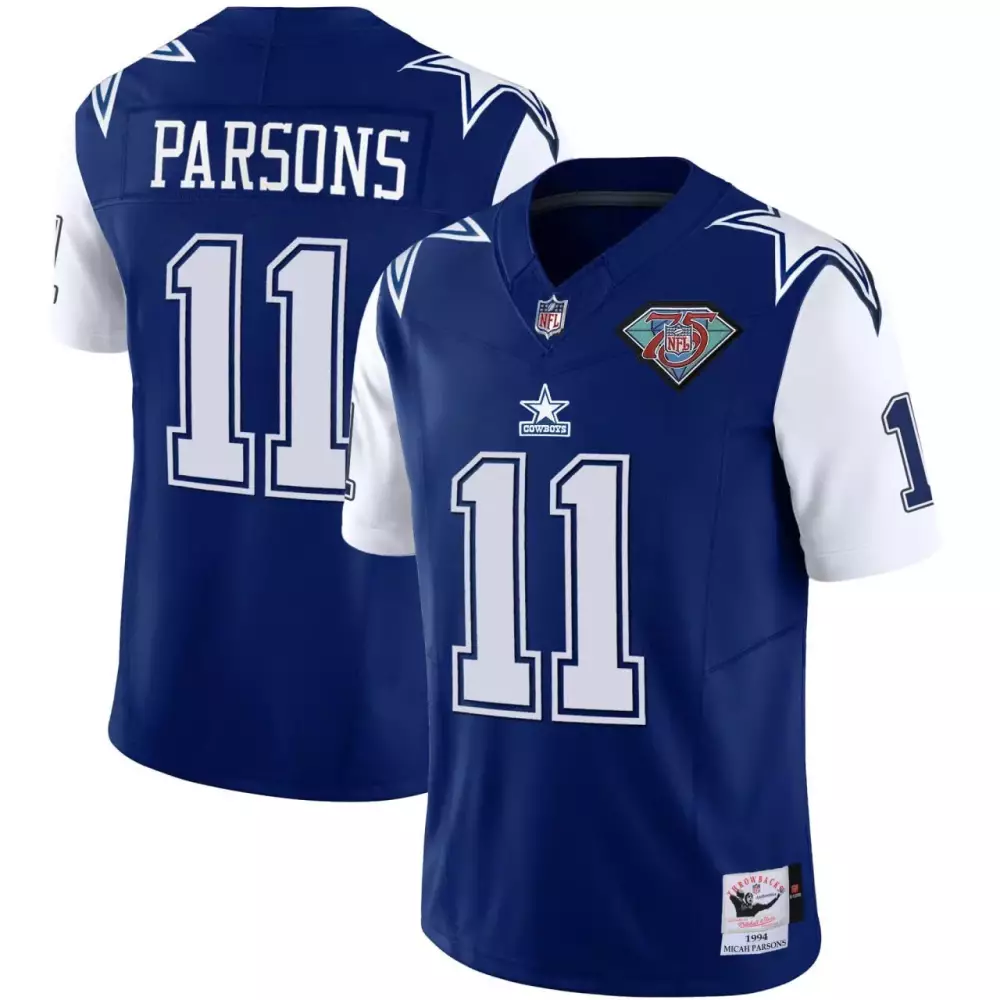 Micah Parsons Women's Navy 75th Patch Jersey | Stitched Vapor Fan Gear | For Men, Women & Youth