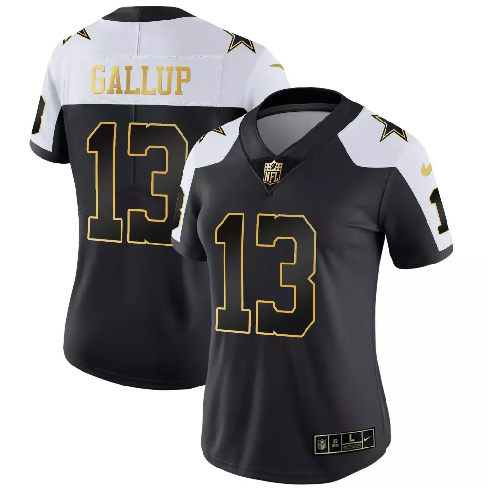michael gallup 2004 black gold womens dallas cowboys throwback limited vapor jersey all stitched