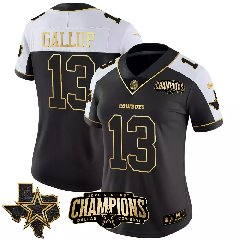 Michael Gallup Alternate Gold Women's Dallas Cowboys 2023 NFC East Champions Jersey | Stitched Vapor | Limited Edition | For Men, Women & Youth