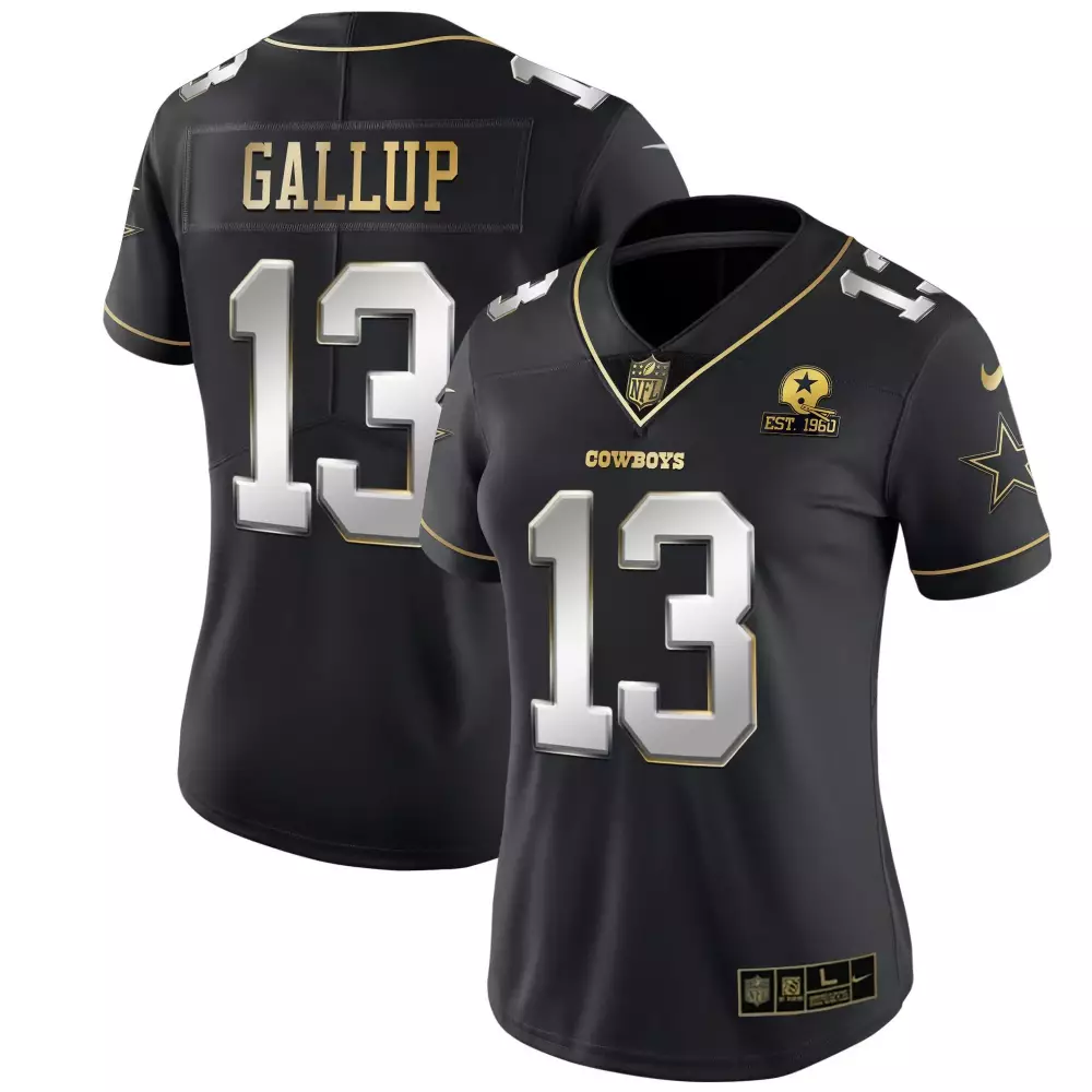 michael gallup black limited womens dallas cowboys black gold white gold all stitched