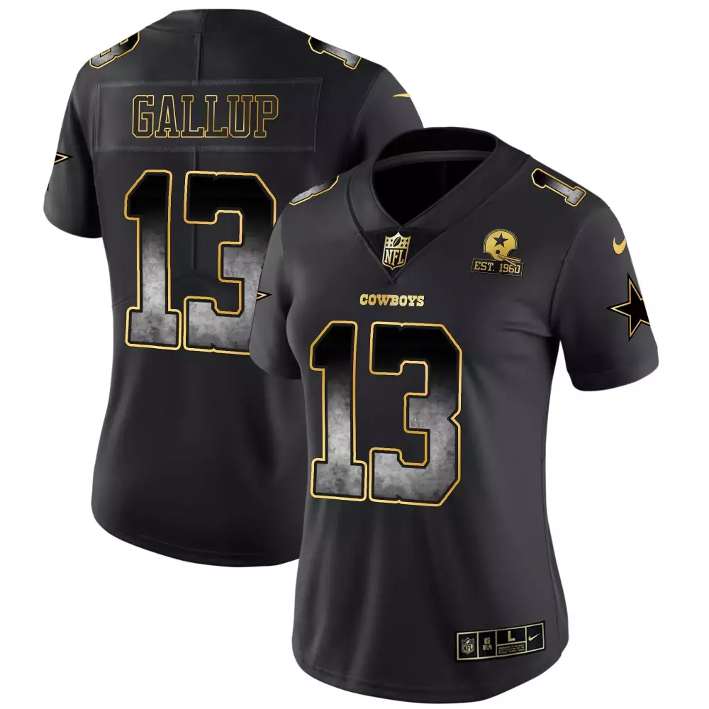 Michael Gallup Dallas Cowboys Women's Black Arch Smoke Jersey | Stitched Vapor Style | Fan Gear for Women & Youth