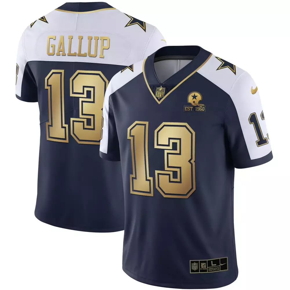 Michael Gallup Navy Alternate Gold Split Vapor Jersey | Dallas Cowboys Est 1960 Patch | Stitched Fan Gear for Men, Women & Youth