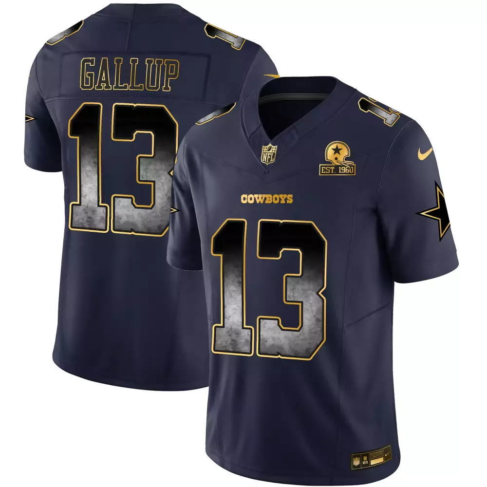 Michael Gallup Navy Vapor Jersey | Dallas Cowboys Arch Smoke Design | Stitched Fan Gear for Men, Women & Youth