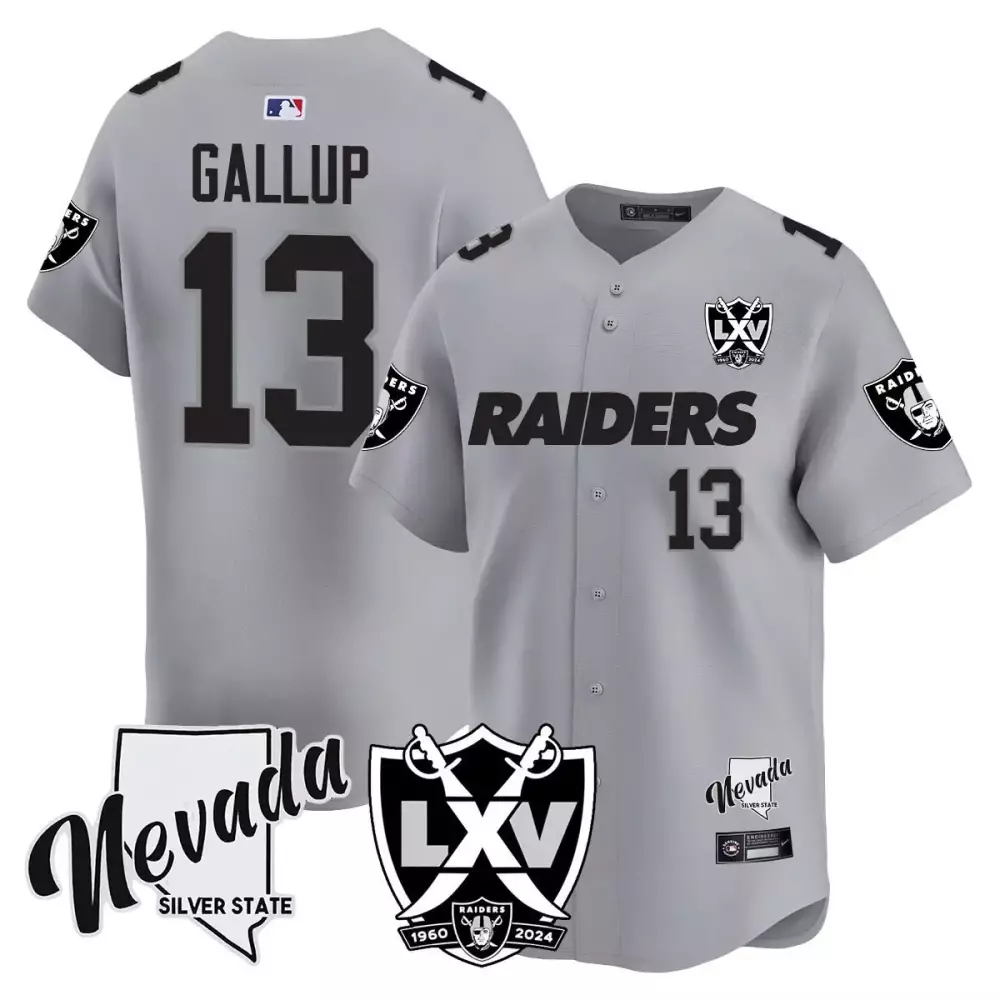 michael gallup silver mens las vegas raiders 2024 vapor premier limited jersey 65th anniversary all stitched