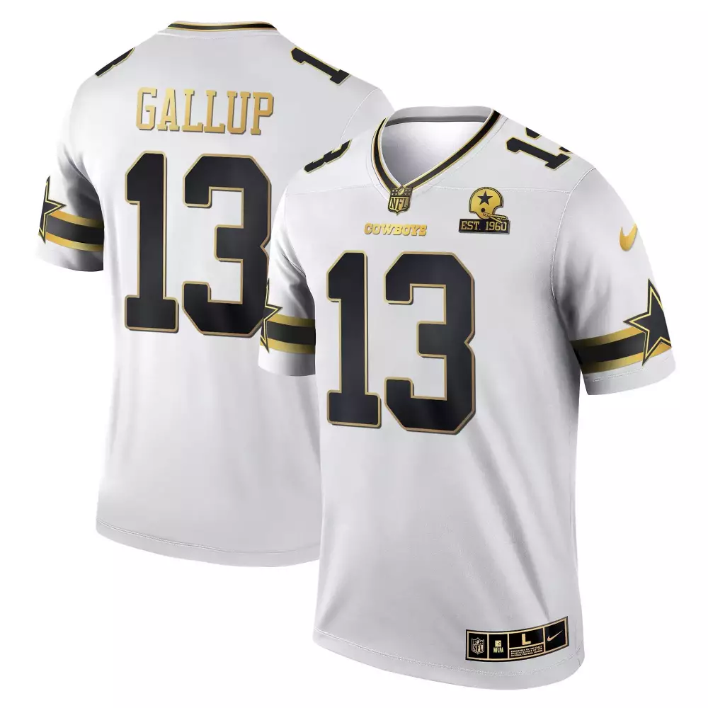 Michael Gallup Dallas Cowboys Black White Gold Game Team Est 1960 Patch Jersey | All Stitched Fan Gear | For Men, Women & Youth