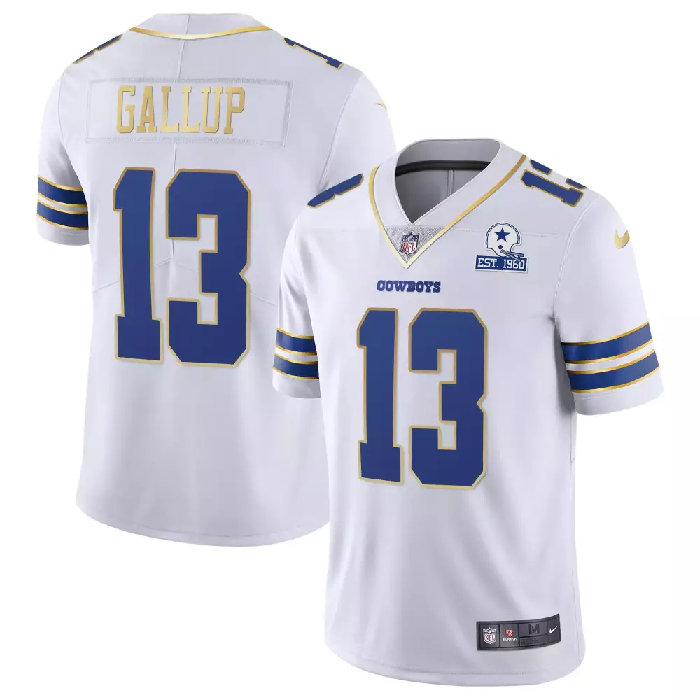 Michael Gallup Dallas Cowboys White Gold Trim Vapor Gold Jersey | All Stitched Fan Gear | For Men, Women & Youth